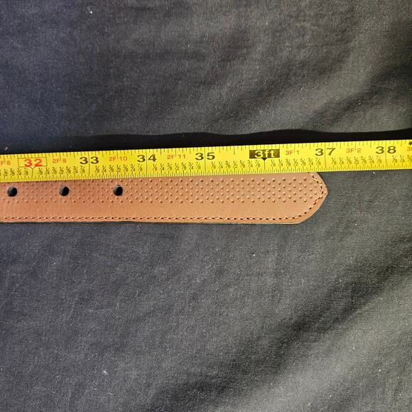 Light Brown Leather Belt Men's Size XL/XXL Silver Buckle Casual Everyday - Picture 5 of 6